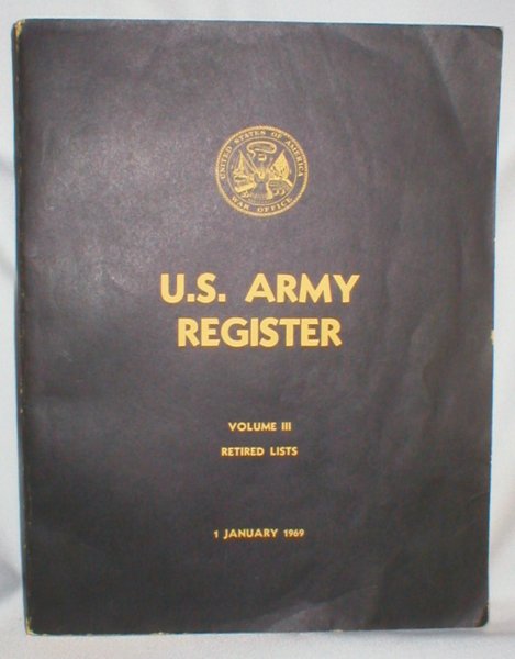 Image for U.S. Army Register, Vol. III; Retired Lists